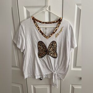 Disney White Leopard Print Animal Kingdom Women's Top